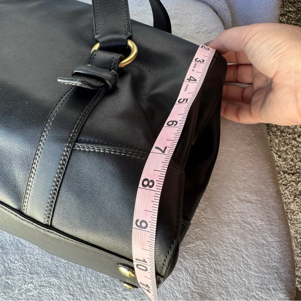 Vintage Coach Hampton #11046 Large Shoulder Bag Turnlock Black Leather - Picture 6 of 11